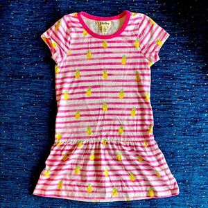Hatley Pink and White Striped Dress with Pineapple Print size 5